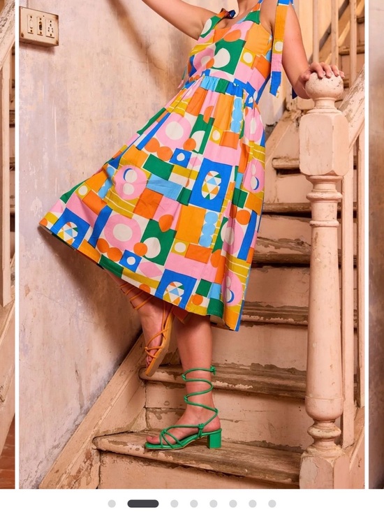 Wild & Pree Dresses & Skirts - Geometric Tie-Shoulder Midi Dress in Pink, Blue, Green, Yellow, Orange
